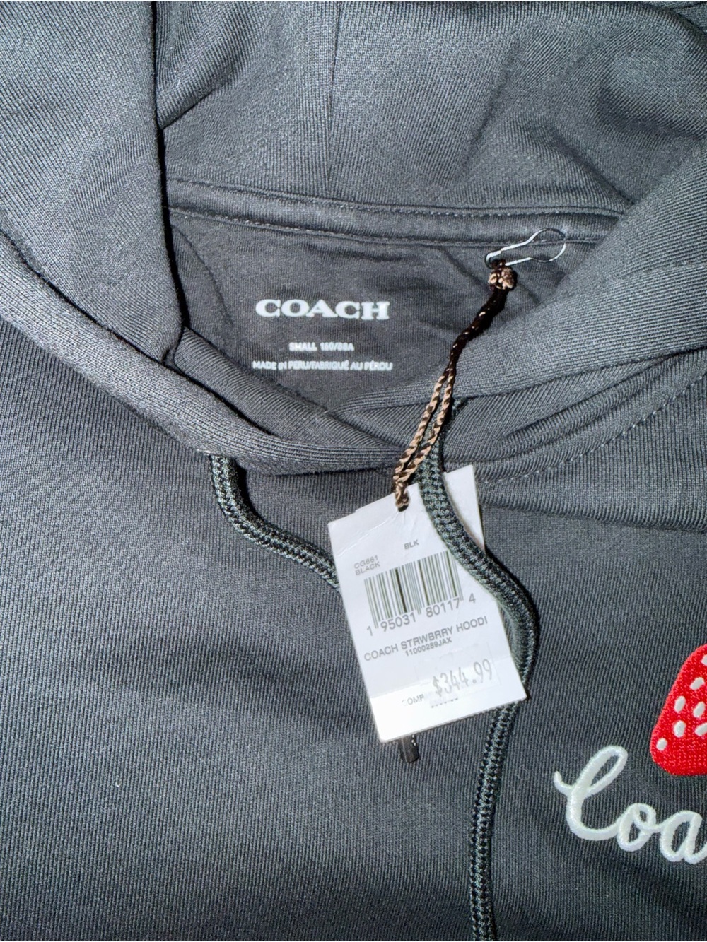 Coach Women's Black Oversized Signature Strawberry Hoodie (CG661) Sizes S (NWT) - Picture 4 of 4
